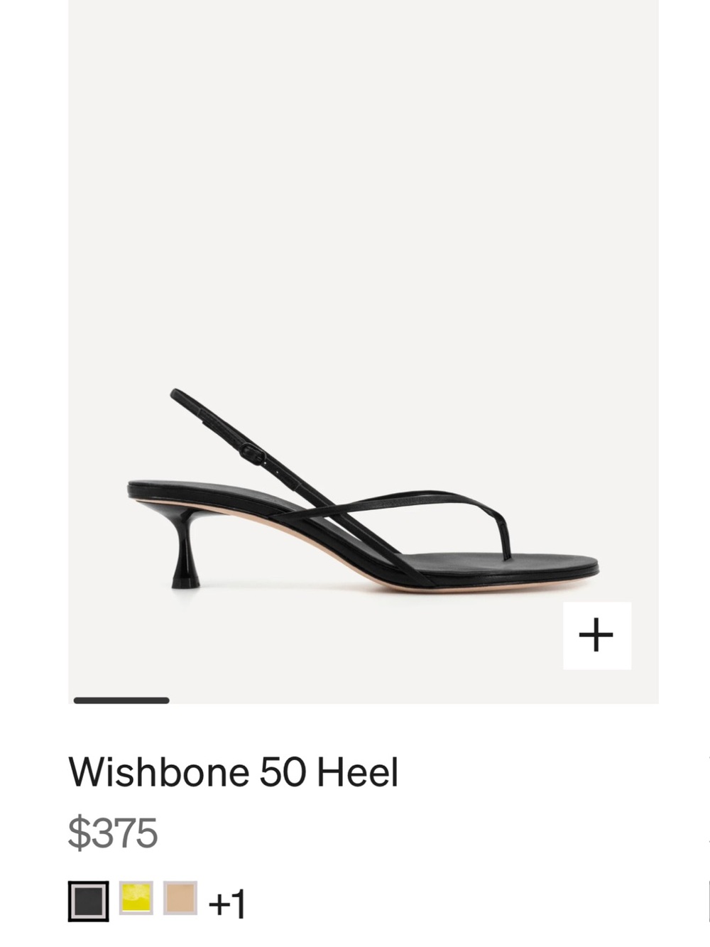 STUDIO AMELIA Wishbone 50 Black Thong Slingback Sandal